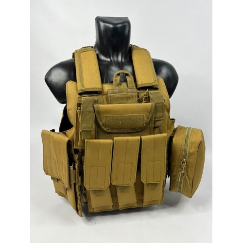 Тактический разгрузочный жилет «5 / пять карманов» с подсумками Tactical Molle Plate Carrier для съемных бронепластин в Красноярске